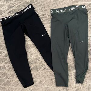 Nike Performance Leggings - Black & Olive Green both pair bundle
